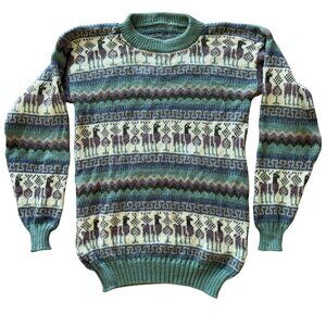 Unisex Handmade Peruvian Alpaca Wool Crew Neck Sweater S/M